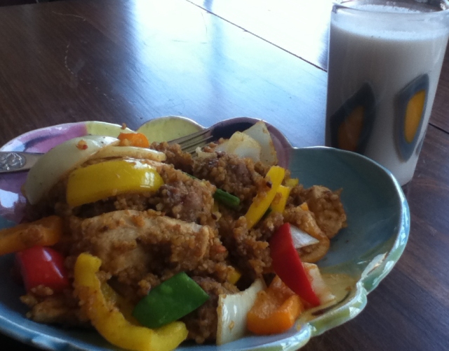 Horchata and stirfry... delicious lunch!